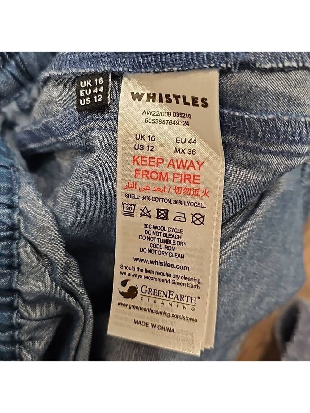 Whistles Lucy Chambray Barrel Trouser Sz 12 - Picture 3 of 9